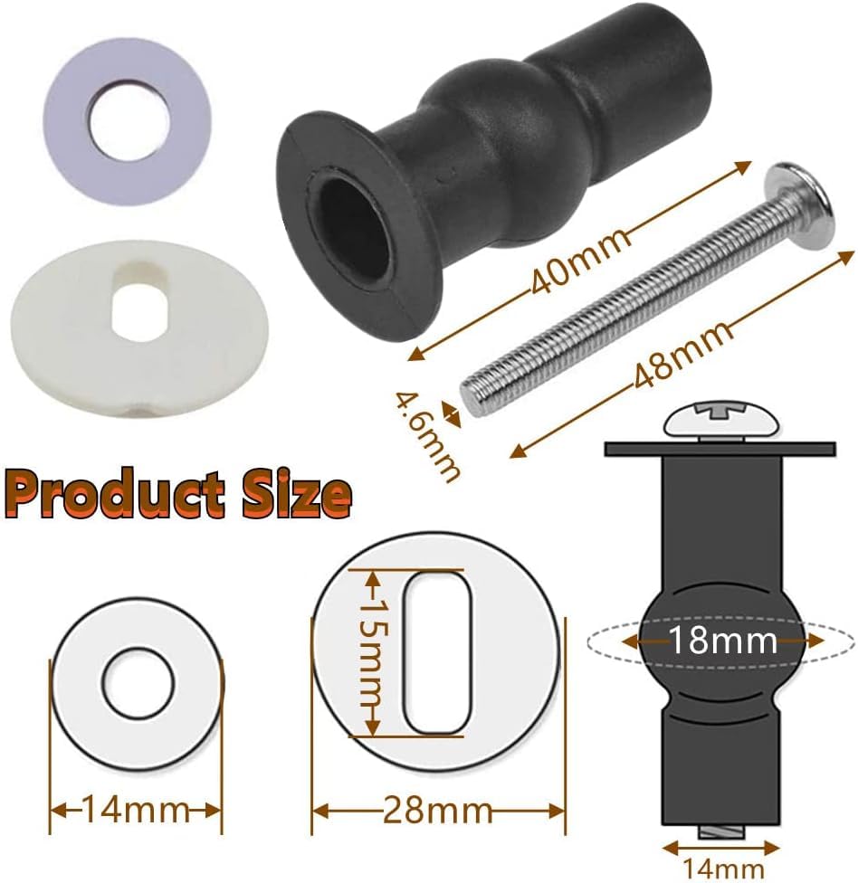Miniatura 2 de Paquete de 4 tornillos para asiento de inodoro, tornillos universales para asiento de inodoro, kit de fijación de accesorios para fijar tuercas