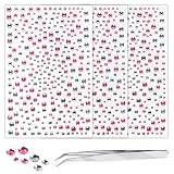 Self Adhesive Face Gems and Pearls for Makeup, Festival Jewels, Hair Gems, Rhinestone Stickers for Face, Eye, Makeup, Nail, Body, Crafts 3/4/5/6 mm 975Pcs (07.gem_White+Pink)