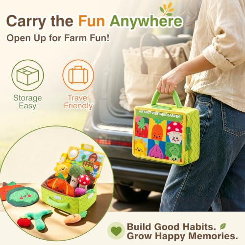 Baby Toys 6-12 Months, Soft Fruits Vegetable Garden Plant Plush Toy, Baby Sensory Montessori Toy with Rattles Mirror Squeaker Textures Crinkle Tissues, 6 Month Old Toys Boy Girl Gifts - Image 6