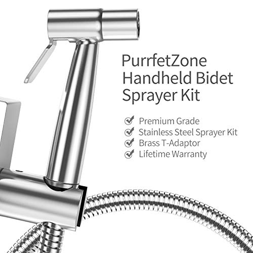 Yawenner Handheld Bidet Toilet Sprayer, Stainless Steel Bathroom Bidet Sprayer Set with Hose, Baby Cloth Diaper Sprayer, for Feminine Wash, Shower Sprayer for Pet, Wall or Toilet Mount