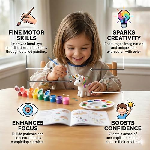 Image of Unscroo DIY 3D Model Painting Kits - Dinosaurs, Ice Age Animals & Unicorns - 3D Printed Art & Craft Hobby Gift for Kids, Teens & Adults - Return Gift Sets (Unicorn Magic (5-Pack))
