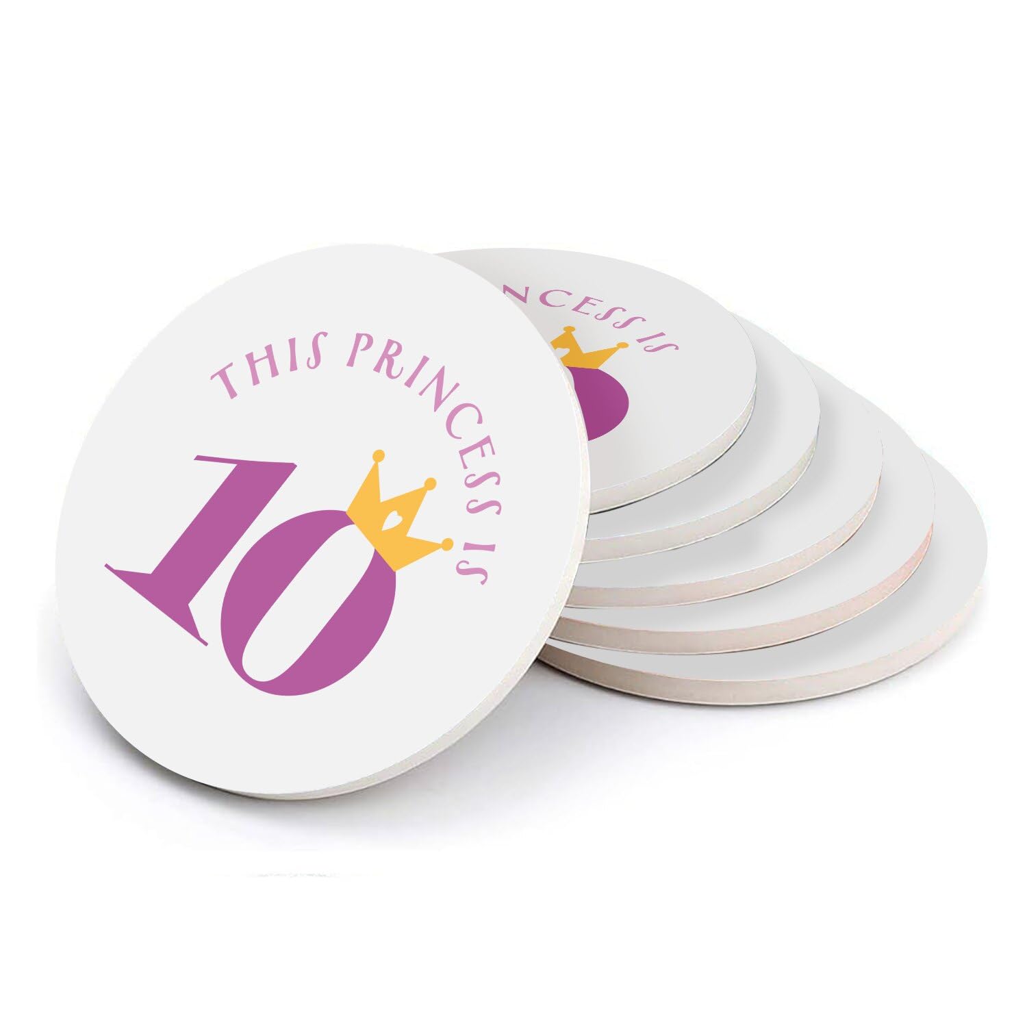 Sous-verre ronds en céramique This Princess is 10 pour anniversaire