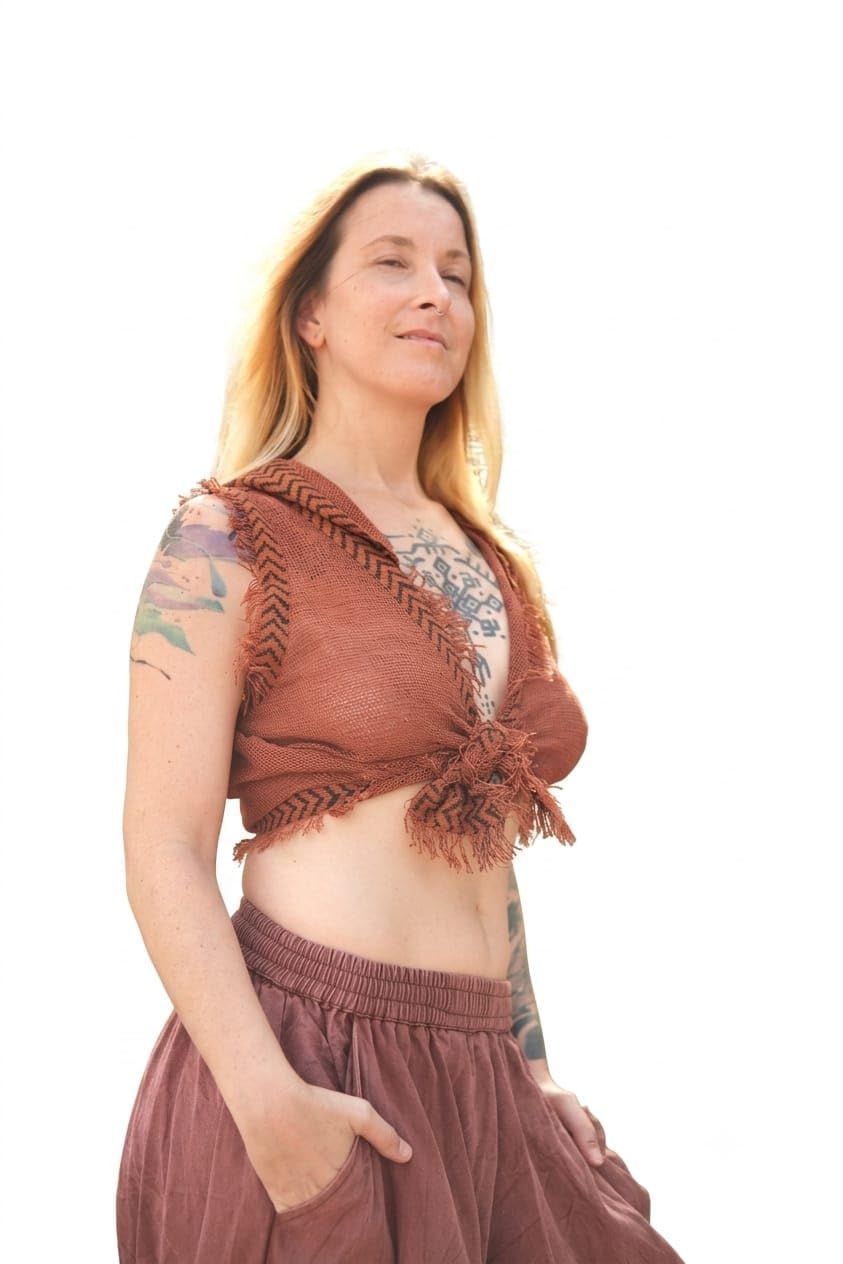 crystalheal; designing the destiny Banjaara Knot Hood Top for Women – Bohemian Hooded Crop Top, Festival Wear Top, Adjustable Knot Front Blouse, Hippie Clothing, Cotton Boho Top, Tribal Fashion, Vacation Outfit-picture-10
