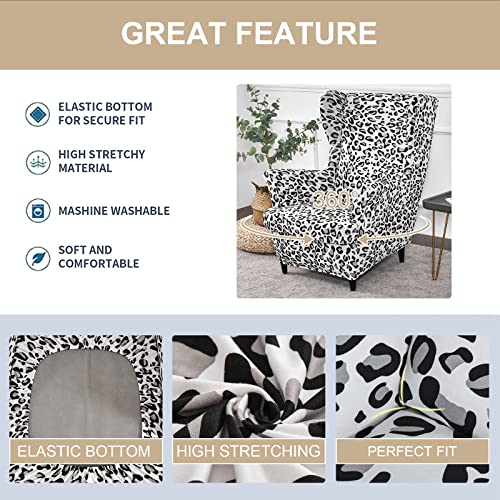 Eco-Ancheng Wingback Chair Slipcover 2 Piece Wingback Chair Cover Spandex Wing Chair Slipcovers Wingback Armchair Covers With Elastic Bottom For Living Room Wingback Chair #TOP1