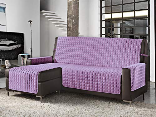 Banzaii Housse de Canapé d’Angle Réversible Matelassée avec Méridien Droite - Protège Canapé Anti-Taches en Forme de L 3 Places 240 cm, Lilas