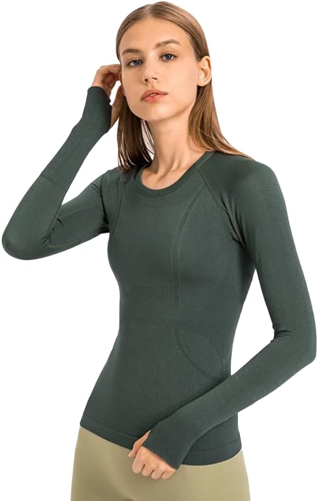 Women's Seamless Tops Long Sleeve Shirts Perfect Yoga Gym Top for Sports & Fitness Top Slim Fit