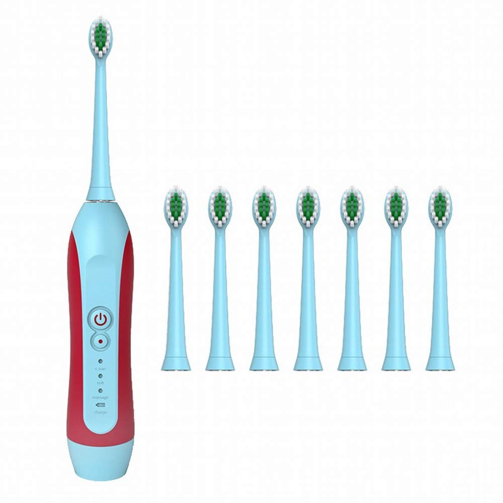 Spazzolino Elettrico per Bambini K5 Sonic Vibrazione Super Ricaricabile Impermeabile per Studenti con Capelli Morbidi 3-6-12 Anni 10,Blu,Taglia unica