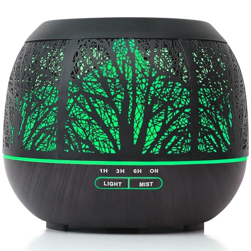 Aroma Diffuser Ultraschall Luftbefeuchter Humidifier: 400ml Metall Aromatherapie Diffusor für ätherische Öle - Raumbefeuchter Elektrisch Duftlampe mit Timer & LED-Licht für Schlafzimmer Büro Yoga Spa
