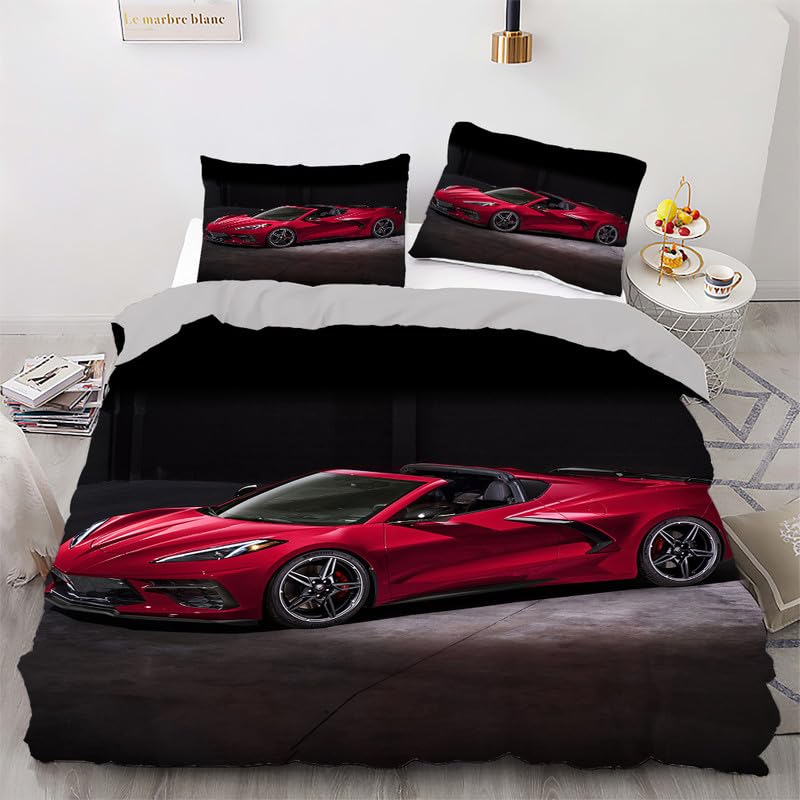 Parure de lit 90x190 enfant microfibre 110g/㎡ facile à laver voiture marron