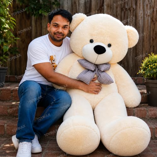 Image of 5 Feet Cream Teddy Bear Original 20mm Dull Cream Fur (60 Inches) Giant Soft Plush Toy | Premium Stuffed Teddy Bear for Kids, Girls, Boys & Loved Ones | Birthday, Anniversary, Valentine