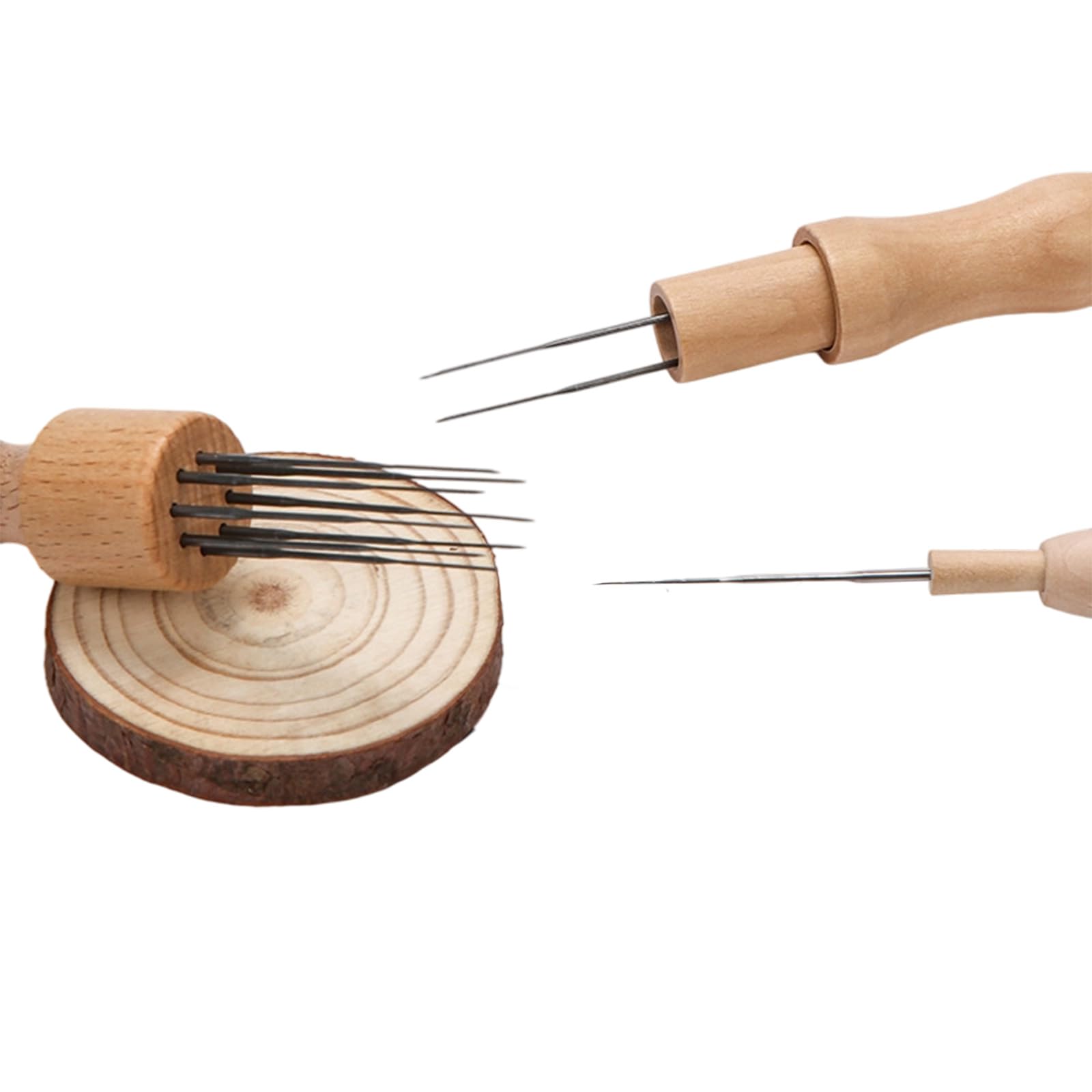 JDNH Suministros de fieltro de aguja para manualidades con almohadilla de aguja, cunas de dedos, mango de madera, herramienta de lana para principiantes, juego de fieltro