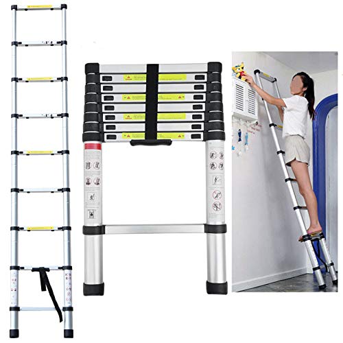 Aluminum Attic Ladders 2.6m/8.5ft Telescoping Ladder Multi-Purpose Loft Ladder Portable Lightweight, Easy Carrying & Storage for Indoor Outdoor Usage Foldable Design Straight Ladder 1 Aluminum Attic Ladders 2.6m/8.5ft Telescoping Ladder Multi-Purpose Loft Ladder Portable Lightweight, Easy Carrying & Storage for Indoor Outdoor Usage Foldable Design Straight Ladder