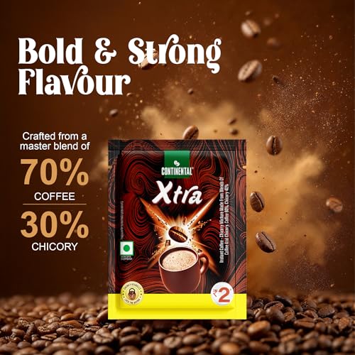 Image of Continental Xtra Instant Coffee Sachets | 192 Sachets |‎ 70% Coffee - 30% Chicory | South Blend Instant Coffee | Medium Roast | Premium Blend of Arabica & Robusta | Rich Aromatic Coffee | Makes 192 Cups