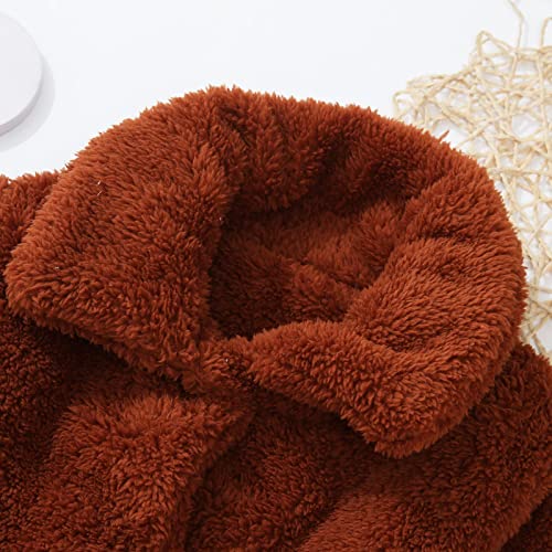 𝗣olar Fleece Windproof Jacket for Toddler Kids Lightweight Open Front Lapel Short Outerwear Shaggy Solid Coat2