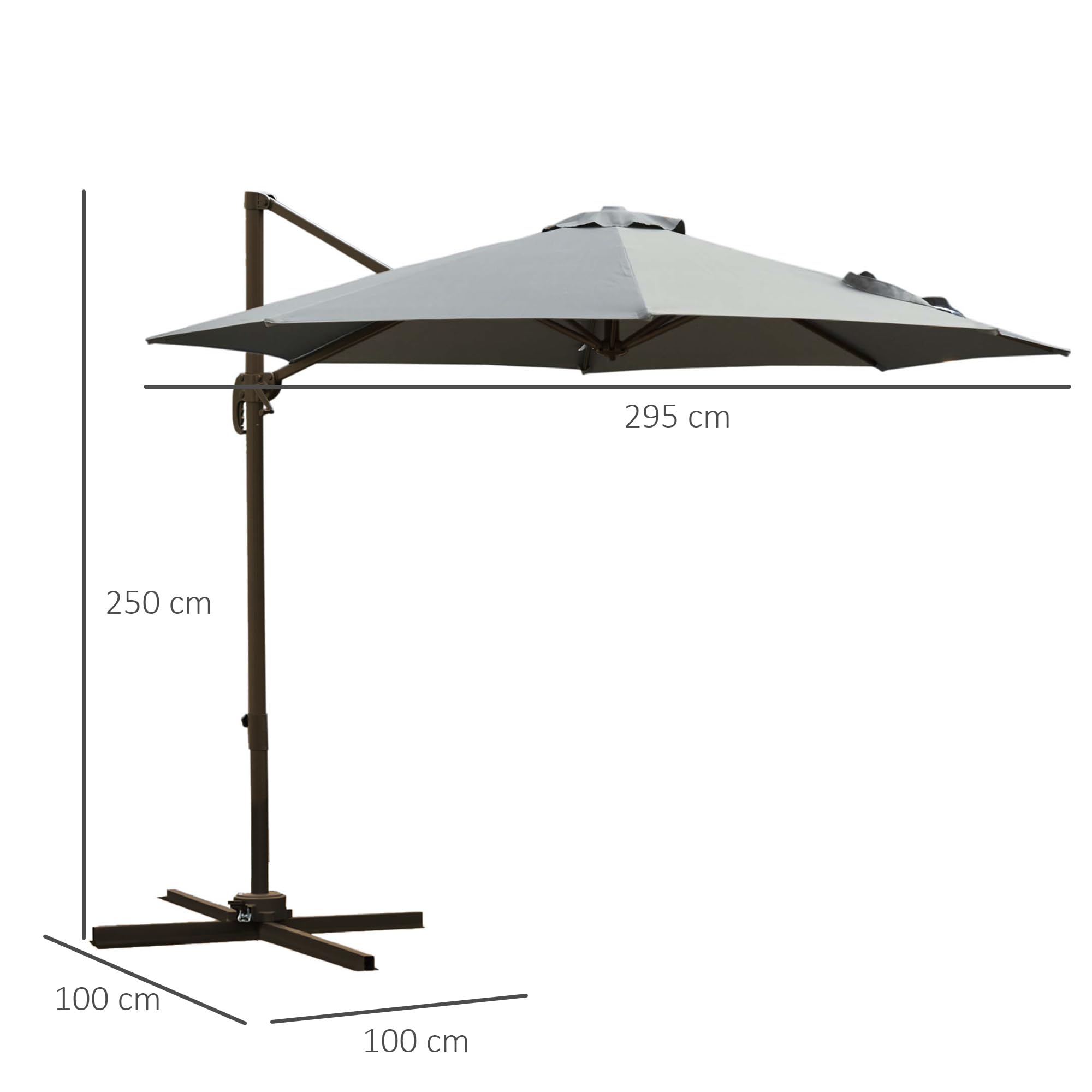 Outsunny Ośmiokątny parasol przeciwsłoneczny, obracany parasol 360° z krzyżową podstawą, 8 korbek w zestawie z aluminiową ramą. Ø 3 x 2,5H m