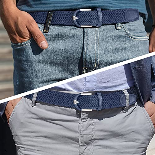Marino Stretch Belts For Men - Golf Woven Stretch Belt - Gift Box - Navy - Medium (36-40") #TOP1