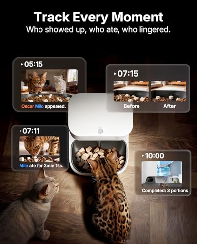 Image of PETKIT Automatic Cat Feeder with Camera, Upgraded Multi-Cat Recognition, Night Vision,2.4G&5G WiFi Dog Feeder with Freshness Lock,5L Timed Dual Hopper Food Dispenser with Low Food Sensor