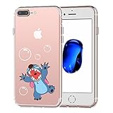 iPhone 7 Plus CASE,iPhone 8 Plus CASE, Stitch Playing Bubble 3D Printed Soft Clear Cute Case
