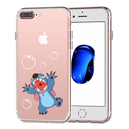 iPhone 7 Plus CASE,iPhone 8 Plus CASE, Stitch Playing Bubble 3D Printed Soft Clear Cute Case