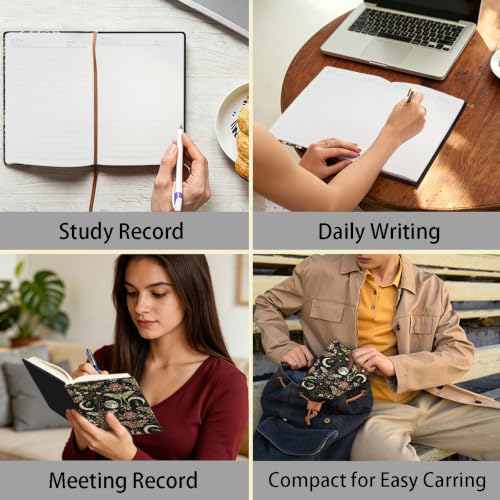 Cuaderno A5 de cuero con hojas rayadas para notas de oficina y hogar 6