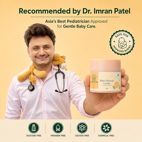Image of Pure Aura Baby Massage Cream 50g - Doctor Recommended Ayurvedic Baby Cream with Natural Herbs | Chemical-Free Nourishing & Soothing Care for Newborns & Kids