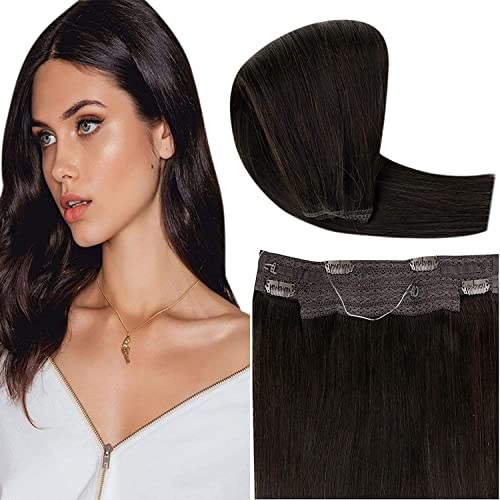Hetto Hilo Extensions De Cabello Real Secret Wire en Extensions Cabello Humano Natural One Piece Extensions De Cabello Marrón Más Oscura 12 pulgadas 70g Cover