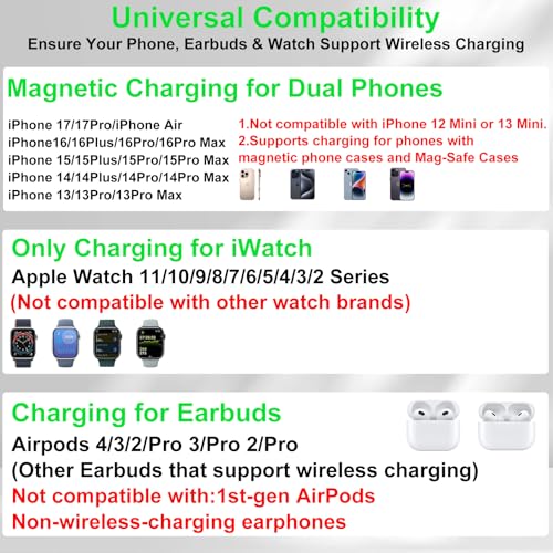 Image of Dual Phone Foldable Wireless Charging Station for Apple, Couple&Family Use