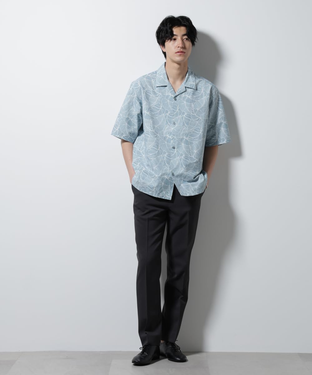 [ナノ・ユニバース] ボタニカルパターン サッカー シャツ 半袖 メンズ 672-5121234