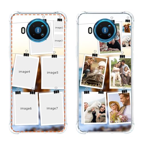 Klsify Custom Multi Photos Collage Phone Case for Nokia 8.3/8 V 5G UW Customized Personalized Multiple Image Text Picture Shockproof Protective Corner Airbag Clear Soft Cover Shell