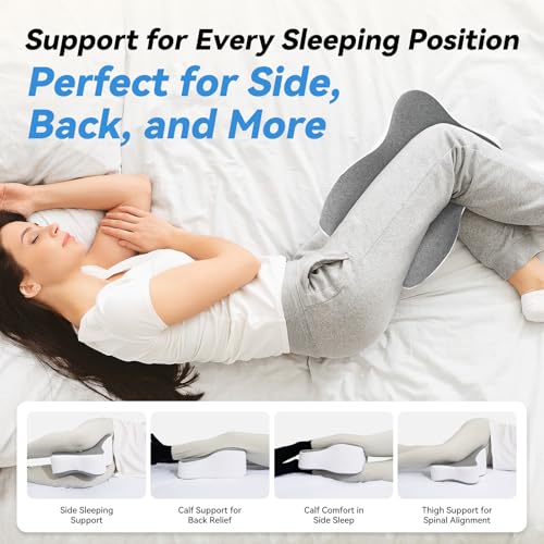 UJPFEO Knee Pillow for Side Sleepers,Leg Pillows for Sciatica,Knees,Hips,Joints Between Legs,Back Pain Relief When Side Sleeping Spine Alignment Support for Knee Surgery Recovery — view 3