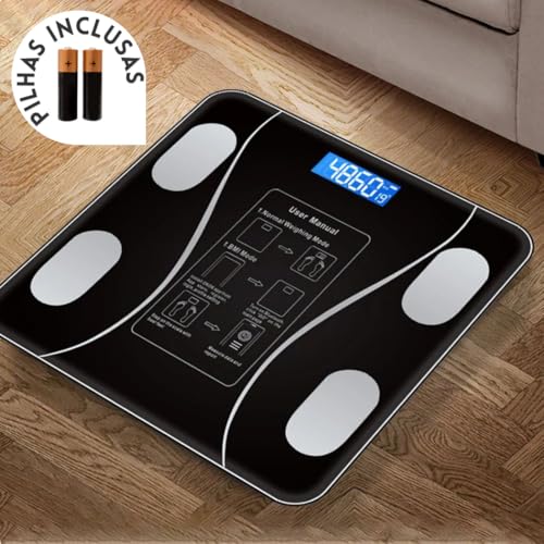 Balança Digital Bioimpedancia Corporal Aplicativo Bluetooth Cor Preto Peso Até 180kg Premium