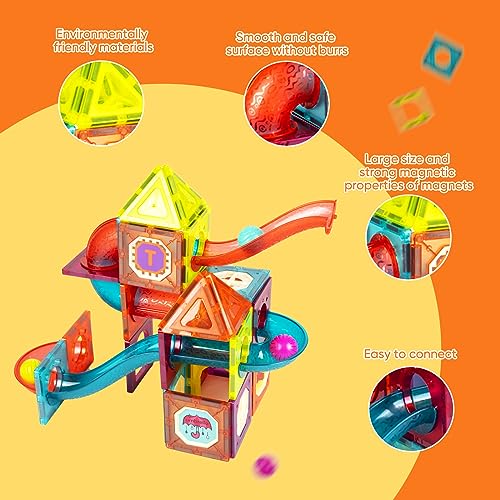Beeyouk Juego Construcción en 3D con Bloques Magnéticos y Tuberías, 104 Piezas, Juguetes Imanes para Niños de 3+ años