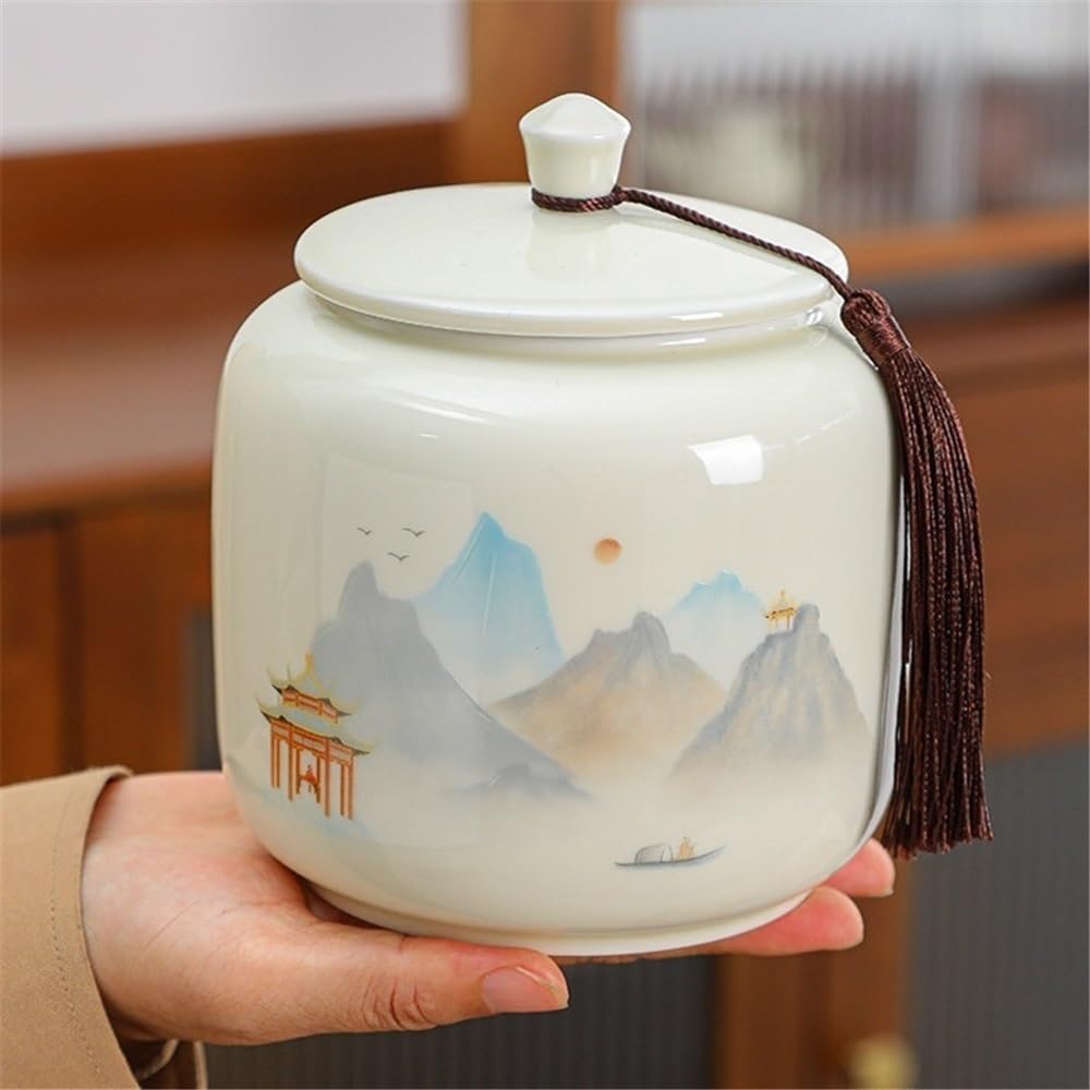 Barattoli da Tè Contenitore for il tè in ceramica con coperchio sigillato e maniglia for il trasporto, contenitore for la conservazione domestica di caffè, spezie e caramelle Barattoli da Cucina
