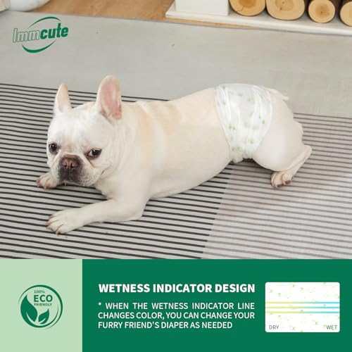 Image of IMMCUTE Dog Diapers Male 100 Ct, XSmall, Male Dog Diapers Disposable with Wetness Indicator, Adjustable Male Dog Wraps