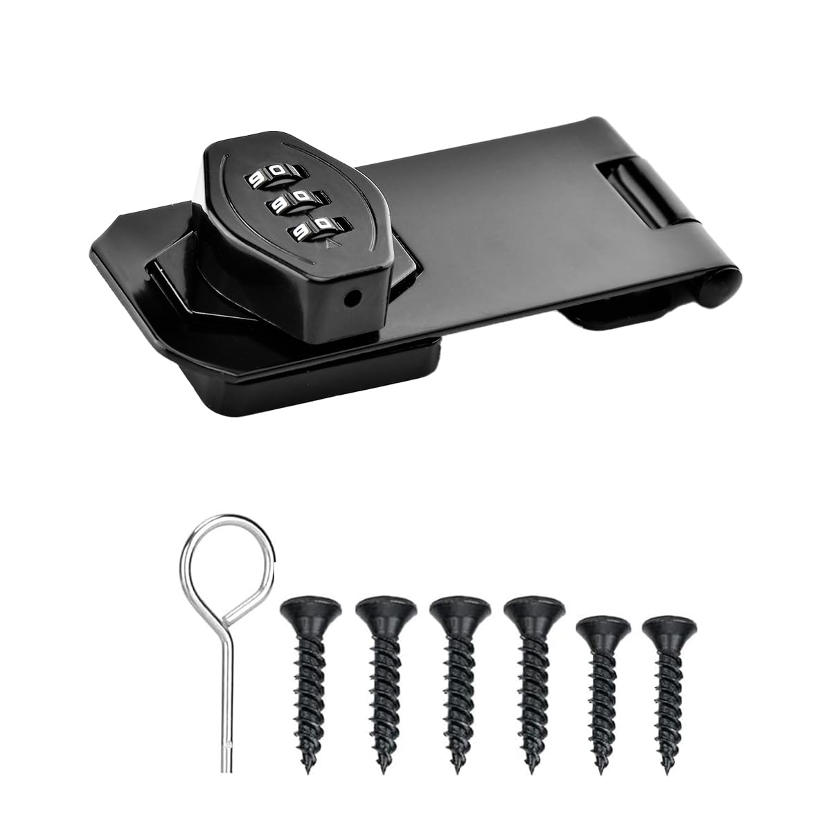 Garegce Black Cabinet Password Hasp Locks, Cabinet Locks Hasp Latch 3-Digit Keyless Password Combination Lock 4 Inch Mechanical Password For Cabinet Door Latch, Bathroom, Garden - (-1Pc)