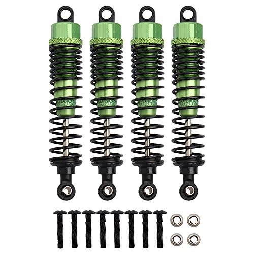 GDOOL Front Rear RC Shock Absorber, 4-Pack Aluminum 98mm Adjustable Assembled Suspension for 1:10 Redcat HSP 94166 94106 94107 94155 94170 Buggy Truck Crawler Upgraded Hop-up Parts(Green)