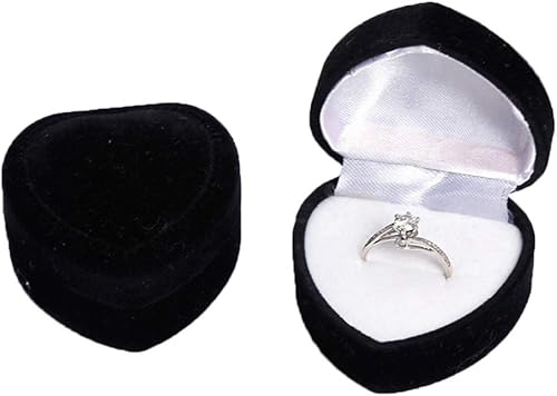 Cuteam Caja de anillo, anillo de dedo en forma de corazón, anillo de oído, joyería de exhibición, contenedor de caja de