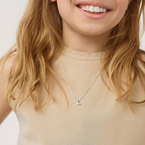 925 Sterling Silver Polished Half Moon Pendant Necklace for Teenage Girls 16" - Simple and Dainty Crescent Moon Necklace For Teens - Celestial Young Girls Jewelry For Everyday Wear2
