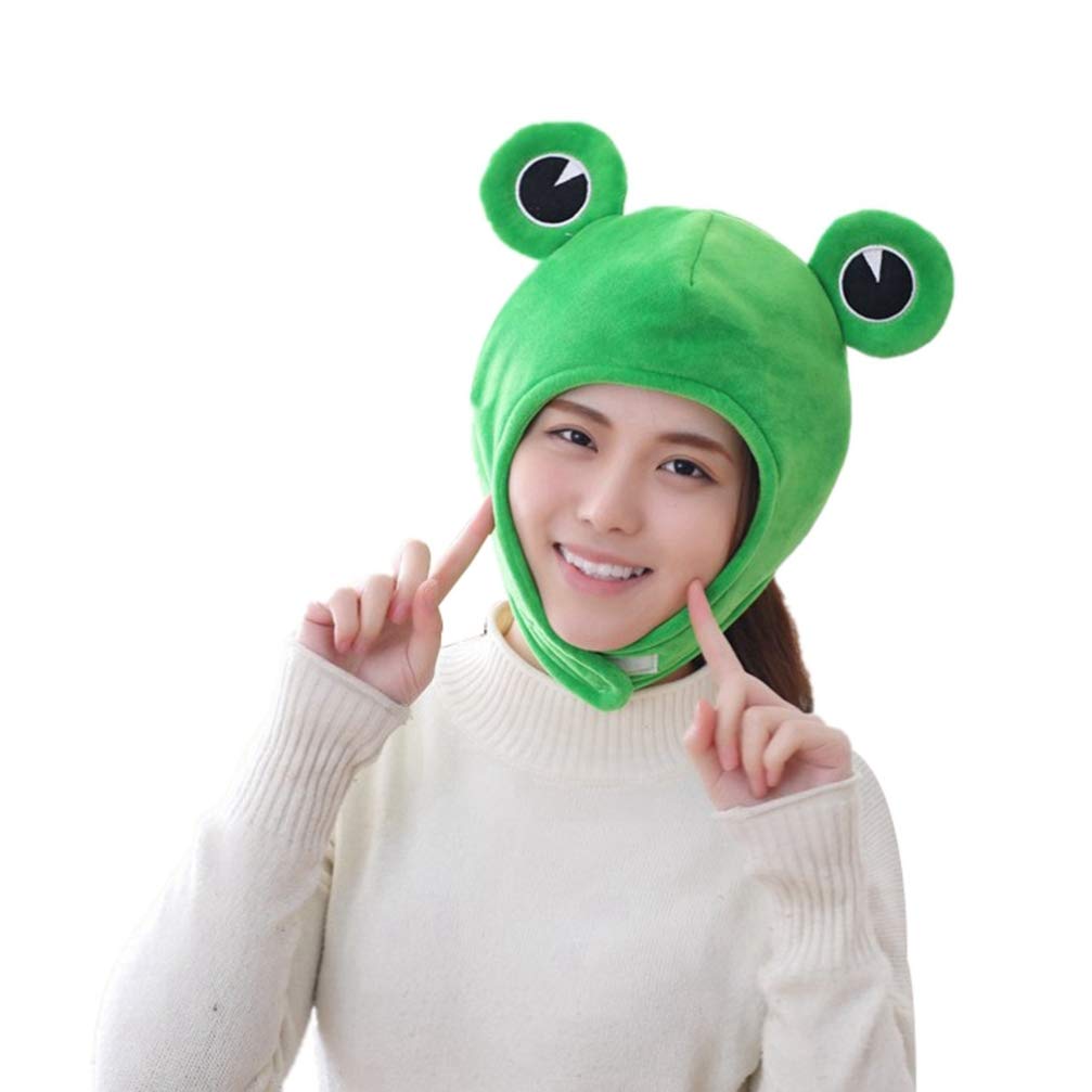 Amosfun Plush Faux Fur Animal Hat Cap Headwear Funny Novelty Plush Frog Hat Photo Props Accessories Costume for Birthday Carnival Party Favors