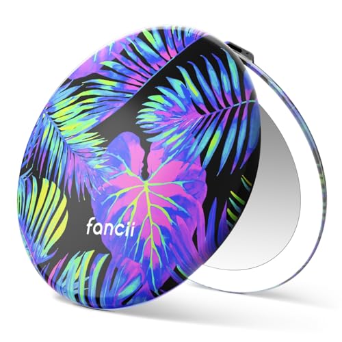 Image of Fancii Taylor LED Lighted Compact Travel Mirror, Rechargeable, 10x /1x Magnifying, 3 Light Settings - Best for Makeup, On The Go Touch-Ups, Grooming (Neon Oasis)