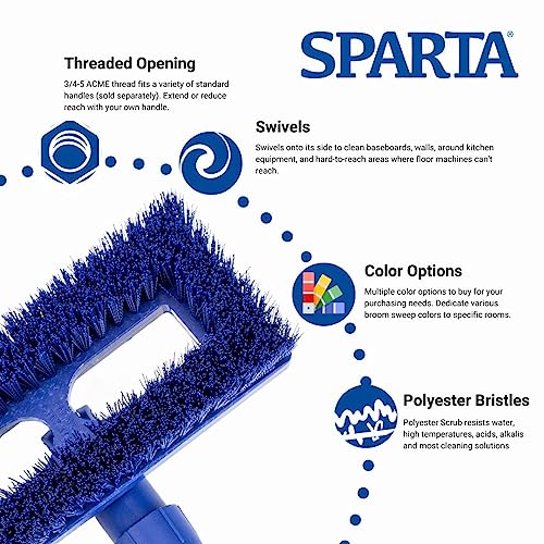 Image of SPARTA 3638831EC14 Polyester Rectangle Scrub Brush, Floor Brush, Cleaning Brush With Swivel Head For Cleaning, 8 Inches, Blue