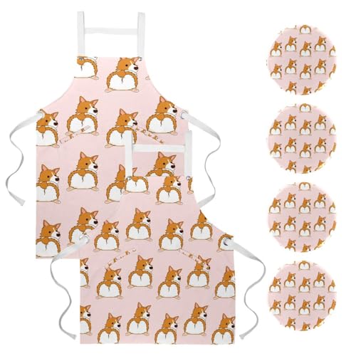 Tabliers de cuisine lot de 2 de qualité supérieure motif chien pour restaurant et bar