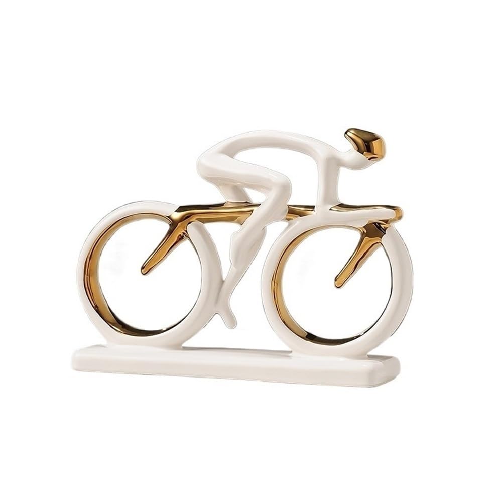 RUOXIUKHBZPS Sculpture Home Decoration Statue For The Bicycles Enthusiast Metal Figurine Art Décor For Runner Sportsman Cyclist Bicycle Enthusiasts(White)