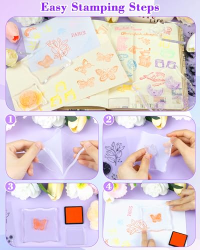 7 Pieces FIVEIZERO Acrylic Stamp Block, Assorted Sizes Clear Stamping Blocks Tools with Grid Lines for Scrapbooking Crafts Card Making and Decorative DIY Essential Stamping Tool(Straight Edge) - Thumbnail 5