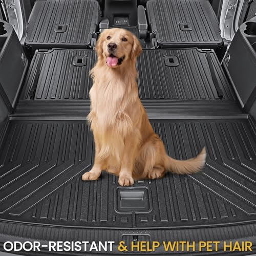 Image of Cargo Mat with Backrest Mats for Volkswagen VW Atlas 6 /7 Seats 2018-2025 2026 Car Mat Accessories(Not Fit Cross Sport), All Weather TPE Trunk Cargo Liner(Cargo Mat with Backrest Mats)
