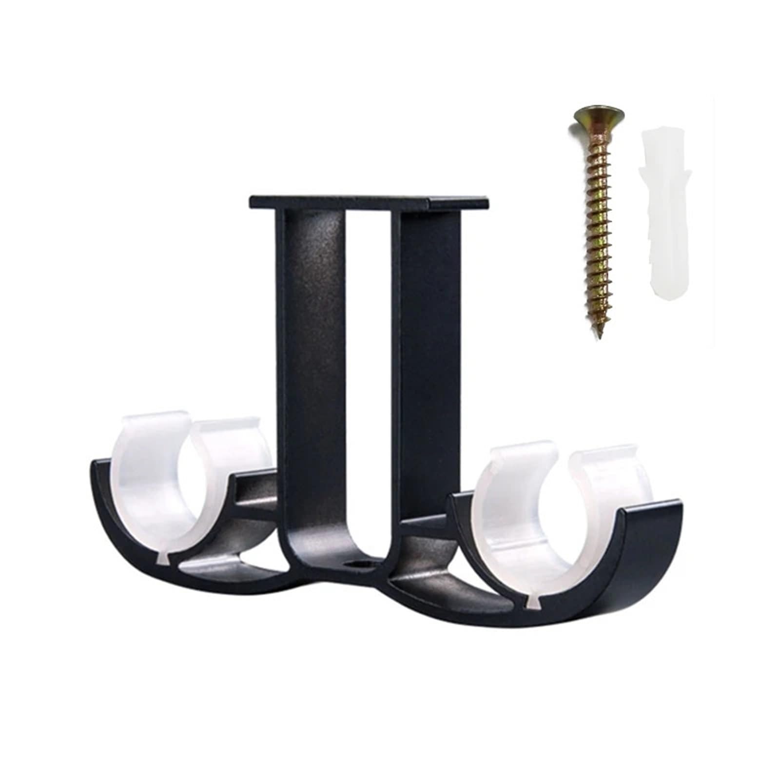 RUWLFE 4 Pcs Double Curtain Rod Brackets Window Hardware Holder Home Decor for Poles, Wall Rod(Black)