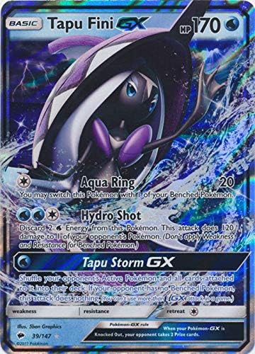 Pokemon Tapu Fini-GX - 39/147 - Ultra Rare - Sun & Moon: Burning Shadows - Tarje