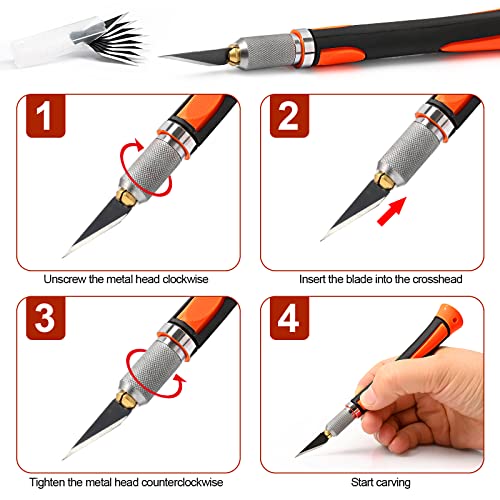EHDIS Precision Hobby Knife Set Utility Craft Knife Kit with 10PCS Blades for Art, Working-Stencil, Scoring, Scrapbooking, Architecture Modeling, Crafting-Orange by EHDIS - Image 7