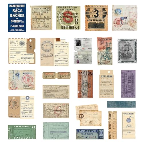 PRSTINCOL 100Pcs Vintage Sticker Pack - Scrapbooking Supplies & Junk Journal Accessories - Aesthetic Stickers for Water Bottles, Craft Kits, Bullet Journals - Retro Design - Thumbnail 6