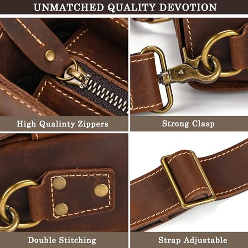 15.6 Inch Leather briefcases Laptop Messenger Shoulder Bags for Men and Women Vintage Satchel Bag for Work, Travel4